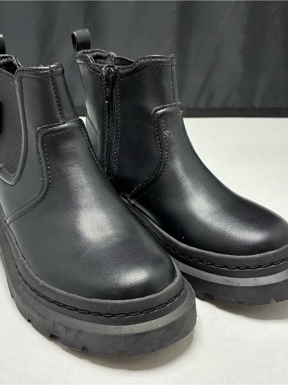 Zara Black Kids Chunky Chelsea Zip Boots